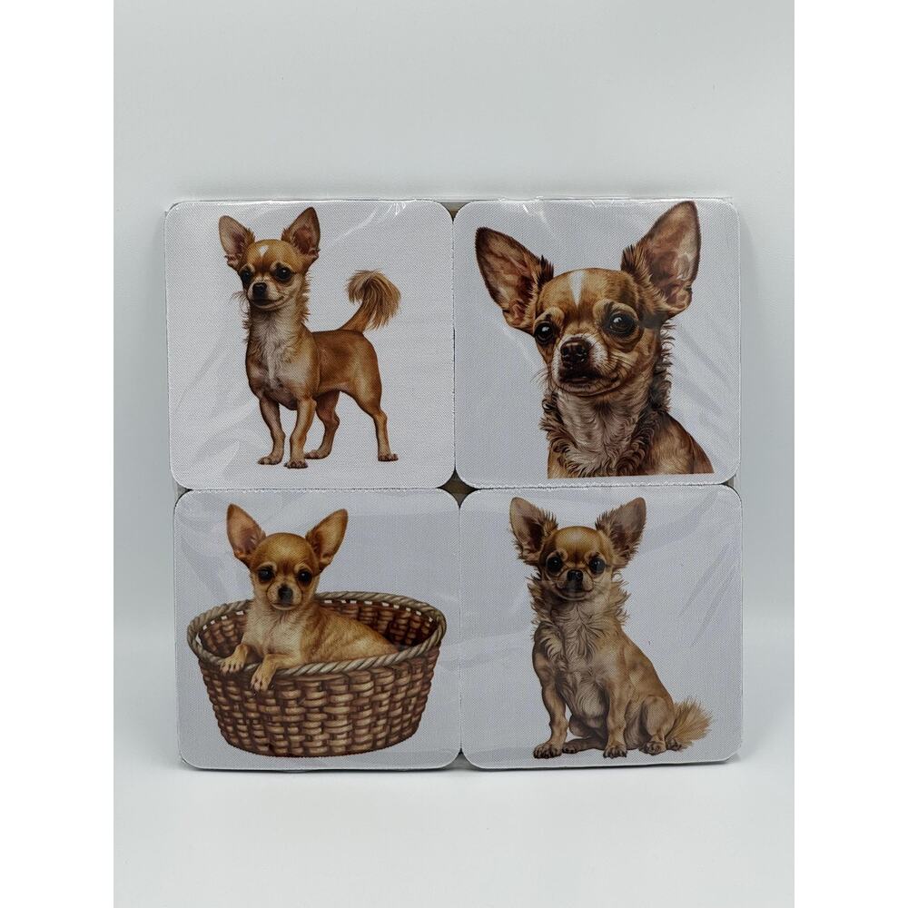 4 Piece Set Chihuahua Dog Neoprene Coasters
